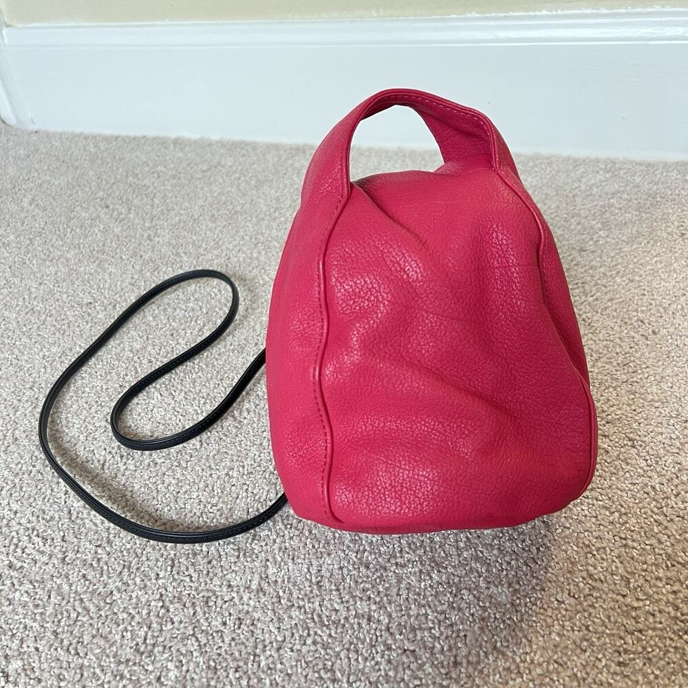 Mulberry Polished Leather Biker Pouch Shoulder Hand Mini Bag Ruby Magenta